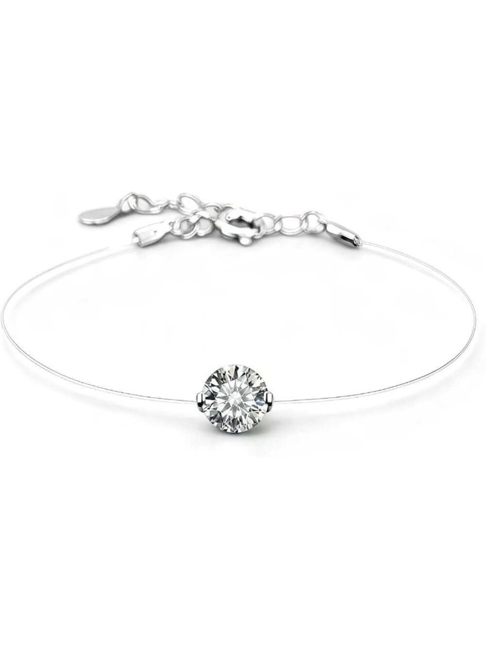 Stunning Moissanite Invisible Bracelet for Women - Round Cut, D Color, VVS1